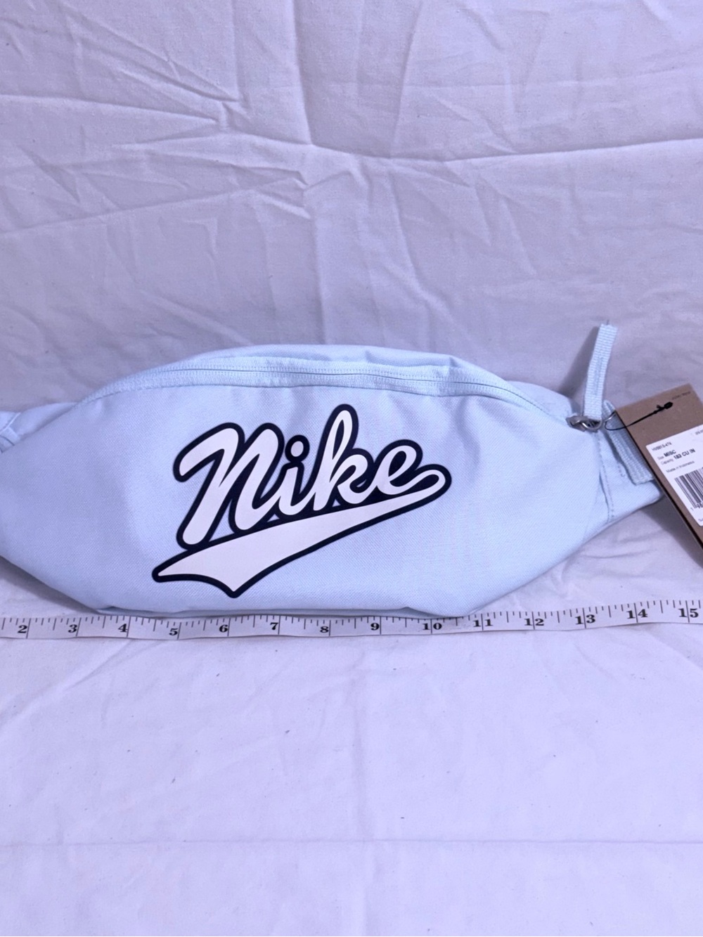 Nike Heritage Retro Pack Waistpack Glacier Blue Script Logo Fanny Pack Bag NWT - Picture 2 of 4